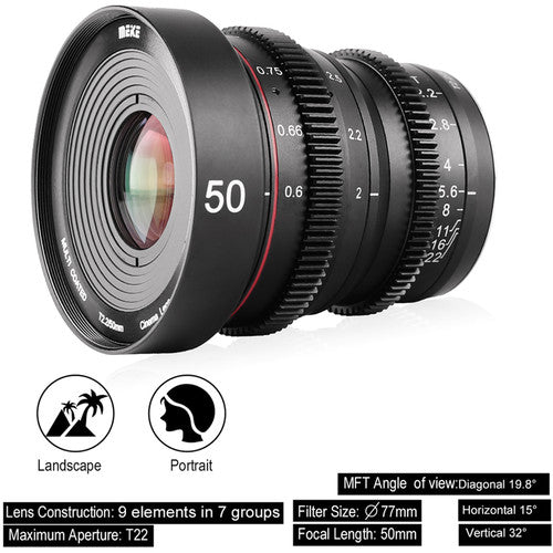 Meike 50mm T2.2 Manual Focus Cinema Prime Lens (E Mount)