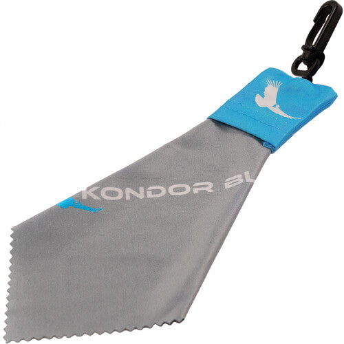 Kondor Blue Microfiber Lens Wipe Cloth with Pouch and Clip