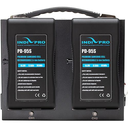 Indipro 2x Compact 95Wh V-Mount Li-Ion Batteries and Dual Fusion V-Mount Charger Kit