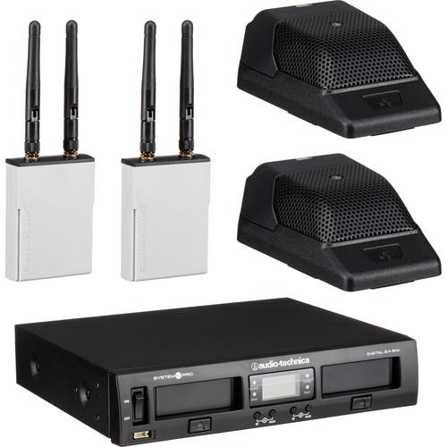 Audio-Technica ATW-1366 System 10 Wireless Boundary Mic System with Receiver Chasis/2 Receiver Units/2 Desk Mics