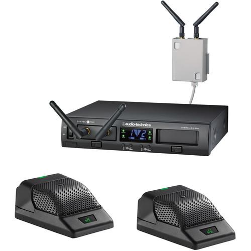 Audio-Technica ATW-1366 System 10 Wireless Boundary Mic System with Receiver Chasis/2 Receiver Units/2 Desk Mics
