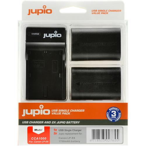 Jupio Pair of LP-E6 Batteries and USB Single Charger Value Pack
