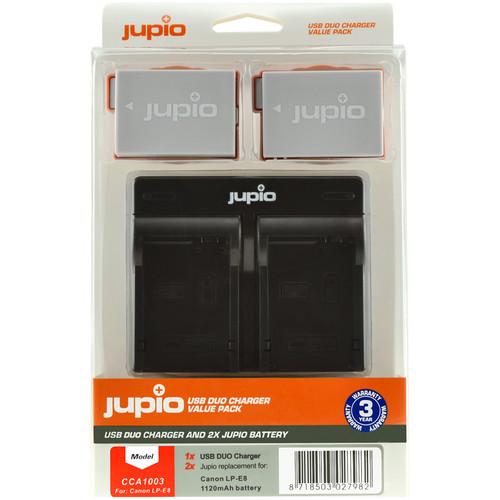 Jupio Pair of LP-E8 Batteries & USB Dual Charger Value Pack (1120mAh)