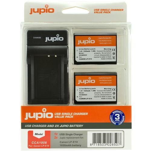 Jupio Pair of LP-E10 Batteries and USB Single Charger Value Pack