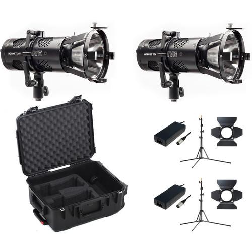 Hive Lighting HORNET 200-C Flood Omni-Color LED 2 Light Kit w/ 2 Stands and Case (Custom Foam)