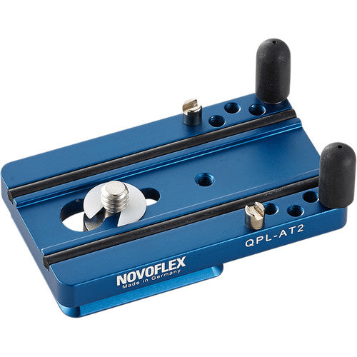 Novoflex QPL-AT2 Arca-Type Quick Release Plate for Q-Base System, 2.8" Long - with 1/4-20" & 3/8" Screw, Video Pin and Adjustable Anti-Twist Pins