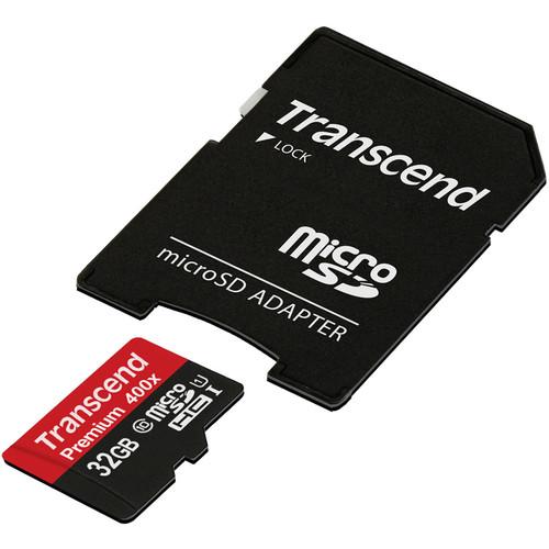 Transcend 32GB Premium microSDHC UHS-I Memory Card with SD Adapter