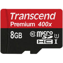 Transcend 8GB Premium microSDHC UHS-I Memory Card with SD Adapter