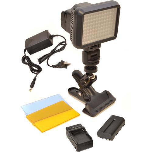 Bescor XT96 On-Camera Light Kit with Battery, Charger, AC Adapter, and Clamp