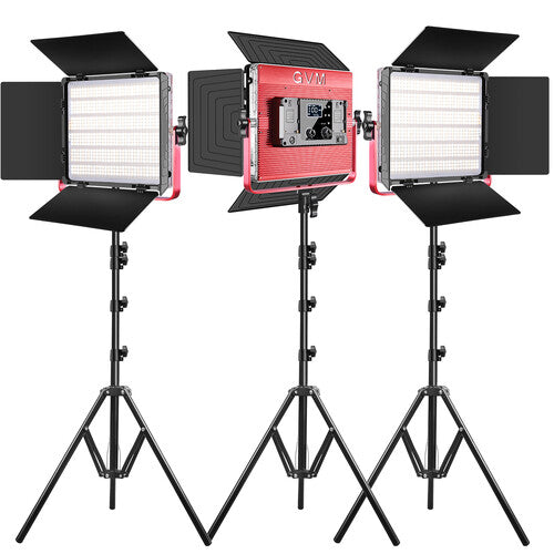 GVM RGB LED Studio Video Bi-Color Soft 1200D 3-Light Panel Bundle