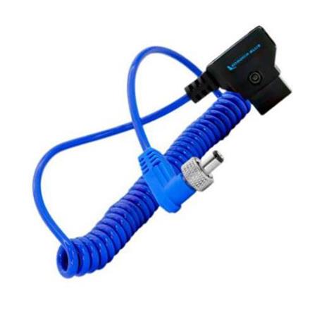 Kondor Blue Coiled D-Tap to Locking DC 2.1MM Right Angle Cable