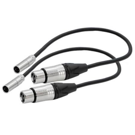 Kondor Blue Mini XLR Male to XLR Female 16" Audio Cable (2 Pack)  for BMD Pocket 6K 4K Camera - Black